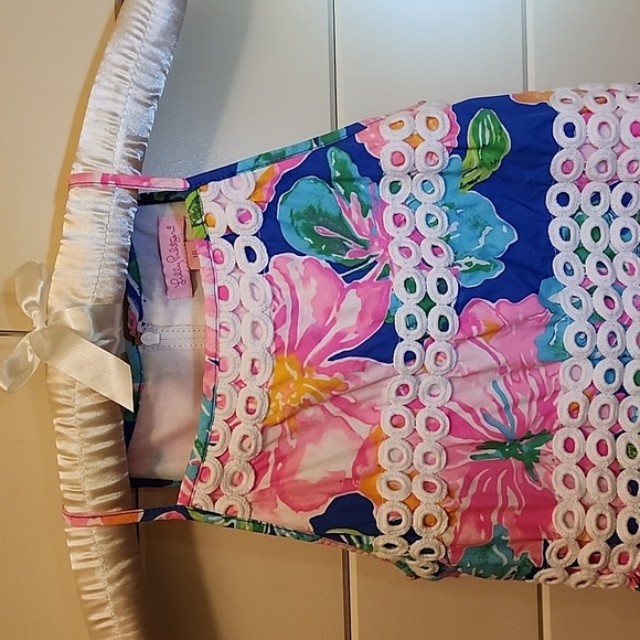 Lilly Pulitzer Elize Jungle Print Floral Girls Dress Sz 10 Pink Blue Green - Picture 2 of 6